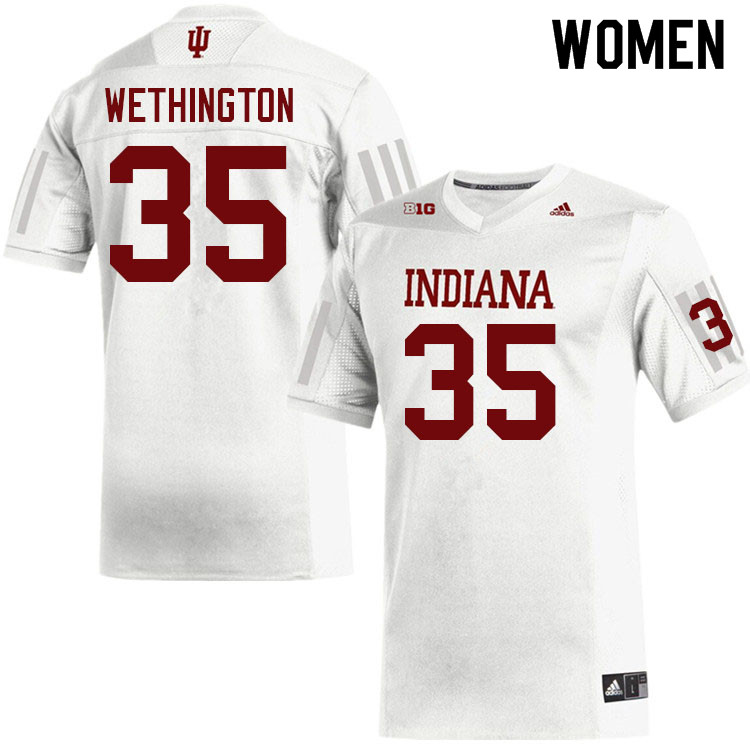 Women #35 Brett Wethington Indiana Hoosiers College Football Jerseys Sale-White